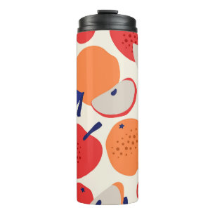 Äpfel Hand Gezeichnet: Trendy Vintag Nahtlos. Thermosbecher