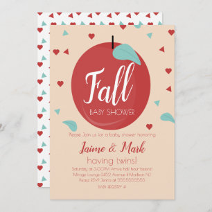 Äpfel Hearts Confetti Fall Baby Dusche  Einladung