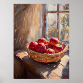 Äpfel im Korb von Sunlit Window - Impressionist Poster (Vorne)
