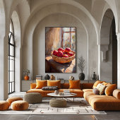 Äpfel im Korb von Sunlit Window - Impressionist Poster