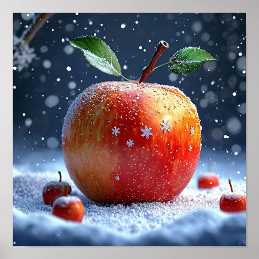 Apfel im Schnee Poster (Vorne)