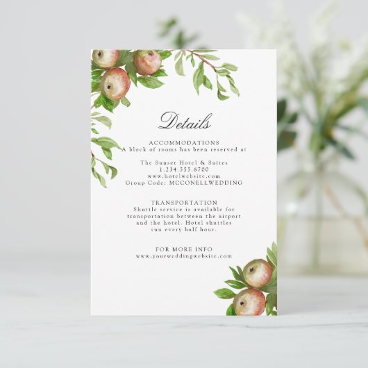 Äpfel im Wassercolo Hochzeitskarte RSVP Karte (Stehend Vorderseite)