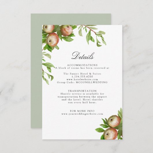 Äpfel im Wassercolo Hochzeitskarte RSVP Karte (Vorne/Hinten)