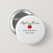 Apfel in Blüte Baby Shower roter Apfel Name Datum Button (Vorne & Hinten)