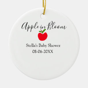 Apfel in Blüte Baby Shower roter Apfel Name Datum Keramik Ornament