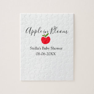 Apfel in Blüte Babyparty roter Apfel Name Datum  Puzzle