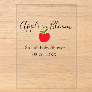 Apfel in Blütenpracht Baby Shower roter Apfel Name Acryleinladungen