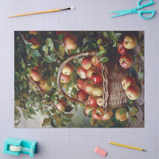 Äpfel in einem Basket mit Stillleben Seidenpapier (Basteln)