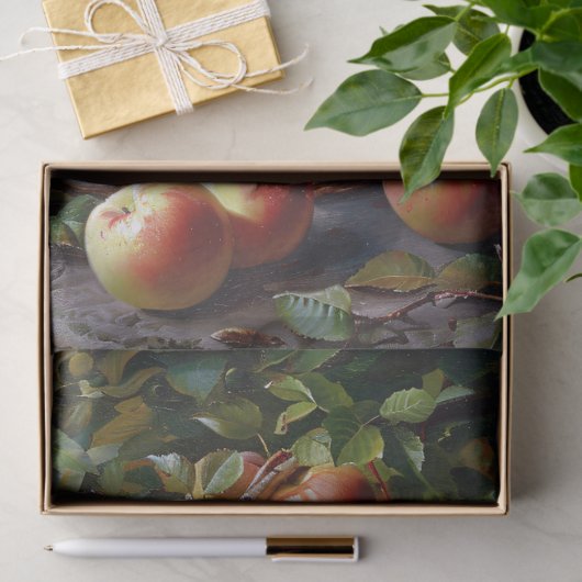 Äpfel in einem Basket mit Stillleben Seidenpapier (Geschenk)