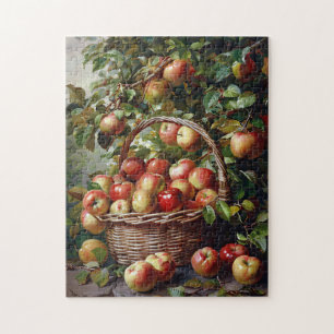 Äpfel in einem Korb Stillleben Malerei Puzzle
