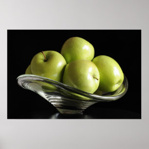 Äpfel in einer Glasschale Poster