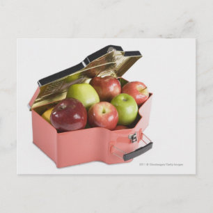 Äpfel in einer Schachtel nah Postkarte