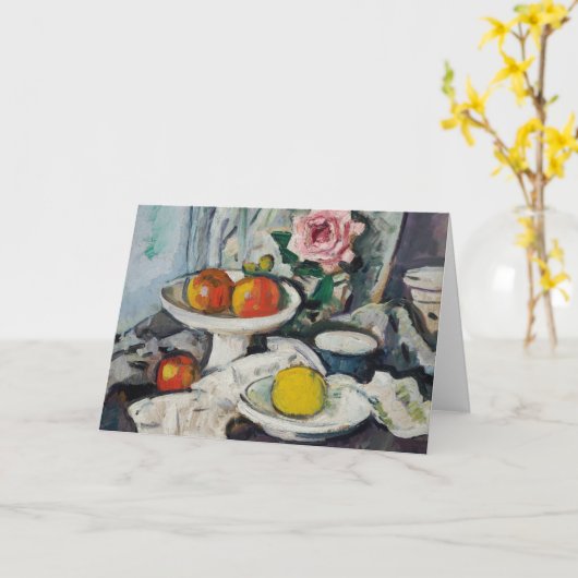 Äpfel in einer weißen Fruchtschale | George Leslie Karte (Gelbe Blume)