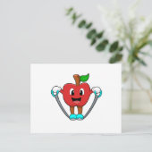 Apfel in Fitness mit Seil Postkarte (Stehend Vorderseite)