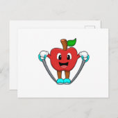 Apfel in Fitness mit Seil Postkarte (Vorne/Hinten)