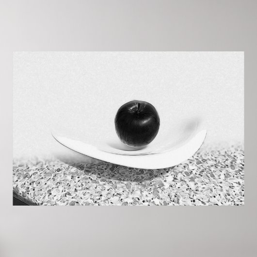Apfel in Grautönen Poster (Vorne)