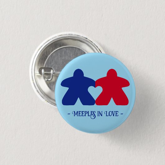 Äpfel in Liebe, Blau und Rot Button (Vorne & Hinten)