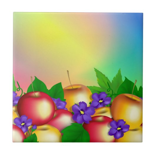Äpfel in Vase Fliese (Vorderseite)