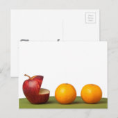 Apfel isst orange postkarte (Vorne/Hinten)