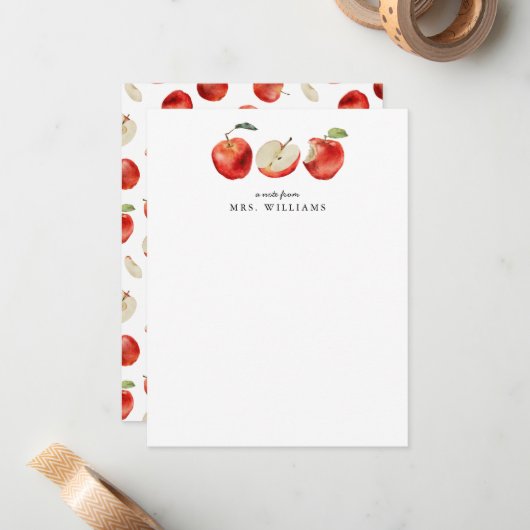 Äpfel Lehrer Mitteilungskarte (Vorderseite/Rückseite Beispiel)
