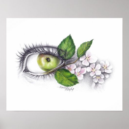 Apfel meiner Augen Surreal zeichnend Kunst Poster (Vorne)