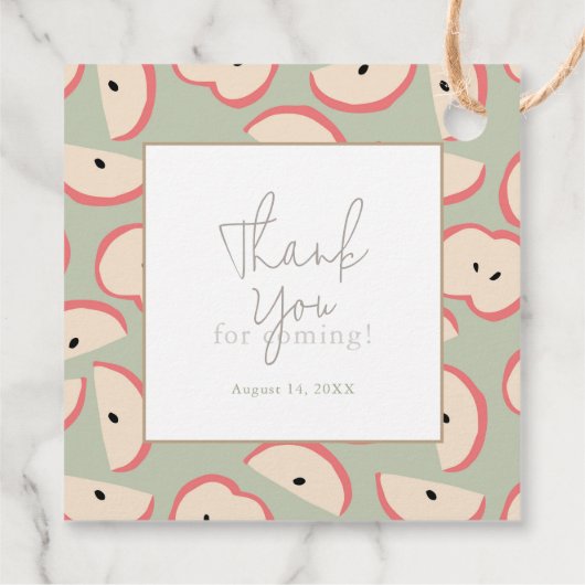 Apfel meiner Baby-Baby-Dusche im Auge Green Boy Geschenkanhänger (Rückseite)