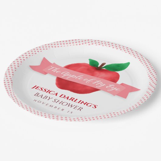 Apfel meines Augenfalles | Sommerliche Babydusche Pappteller (Schrägansicht)