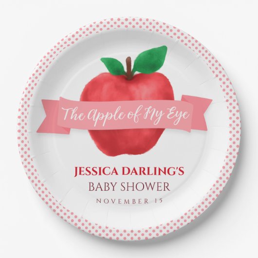 Apfel meines Augenfalles | Sommerliche Babydusche Pappteller (Vorderseite)