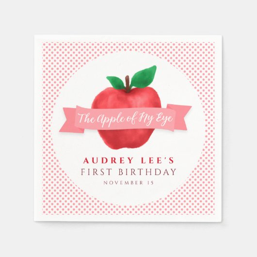 Apfel meines Augenfalles | Sommerthema erster Gebu Serviette (Vorderseite)
