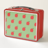 Äpfel Metal Lunchbox (Sage Green & Red) (Vorderseite)