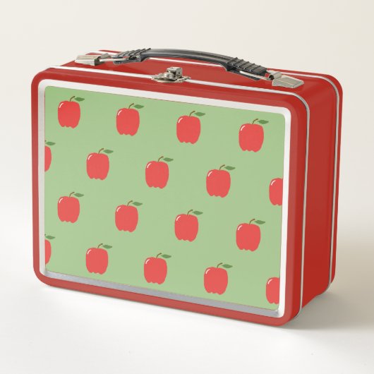 Äpfel Metal Lunchbox (Sage Green & Red) (Vorderseite)