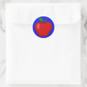 Apfel mit Blue Background Round Aufkleber (Tasche)