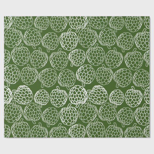 Äpfel mit grünem und weißem Zucker, handgezogen Geschenkpapier (Flach)