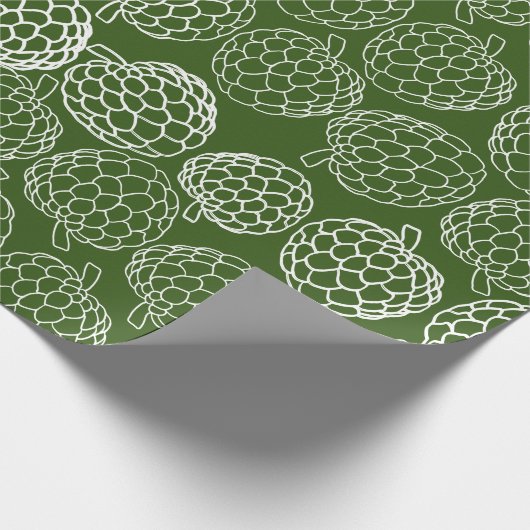 Äpfel mit grünem und weißem Zucker, handgezogen Geschenkpapier (Ecke)