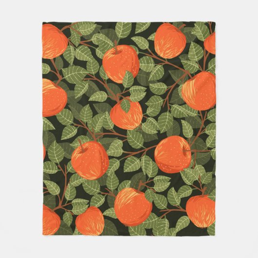 Äpfel mit grünen Blätter ohne Naht Fleecedecke (Vorderseite)