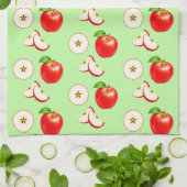 Äpfel mit lebendigem, pastellgrünem Hintergrund Geschirrtuch (Gefaltet)