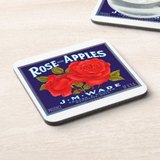 Äpfel mit Rose Getränkeuntersetzer (Linke Seite)