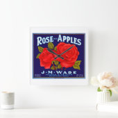 Äpfel mit Rose Quadratische Wanduhr (Zuhause)