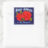 Äpfel mit Rose Quadratischer Aufkleber (Tasche)