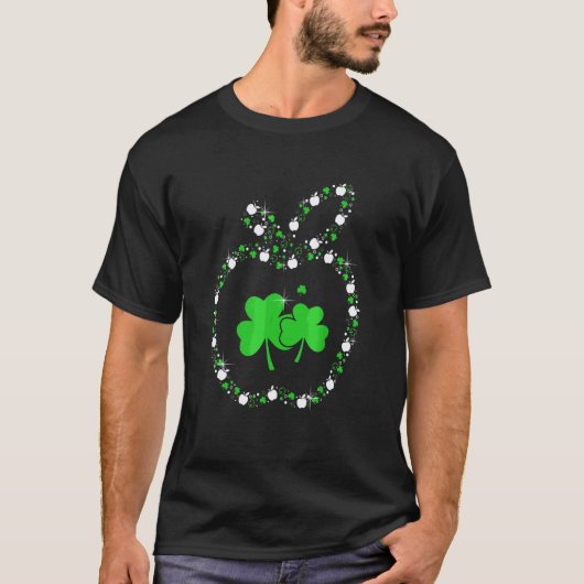 Apfel mit Shamrocks Lehrer Glücklich St. Patrick D T-Shirt (Vorderseite)