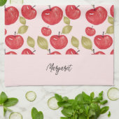 Apfel-Muster-Wasserfarbe Handgemaltes Monogramm Geschirrtuch (Gefaltet)