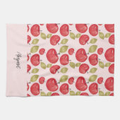 Apfel-Muster-Wasserfarbe Handgemaltes Monogramm Geschirrtuch (Horizontal)