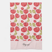 Apfel-Muster-Wasserfarbe Handgemaltes Monogramm Geschirrtuch (Vertikal)