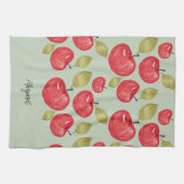 Apfel-Muster-Wasserfarbe Handgemaltes Monogramm Geschirrtuch (Horizontal)