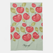 Apfel-Muster-Wasserfarbe Handgemaltes Monogramm Geschirrtuch (Vertikal)