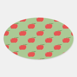 Äpfel Ovale Aufkleber (Sage Green & Red)