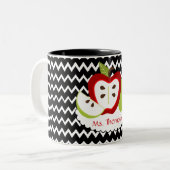 Apfel-personalisierte Lehrer-Tasse Zweifarbige Tasse (Vorderseite Links)