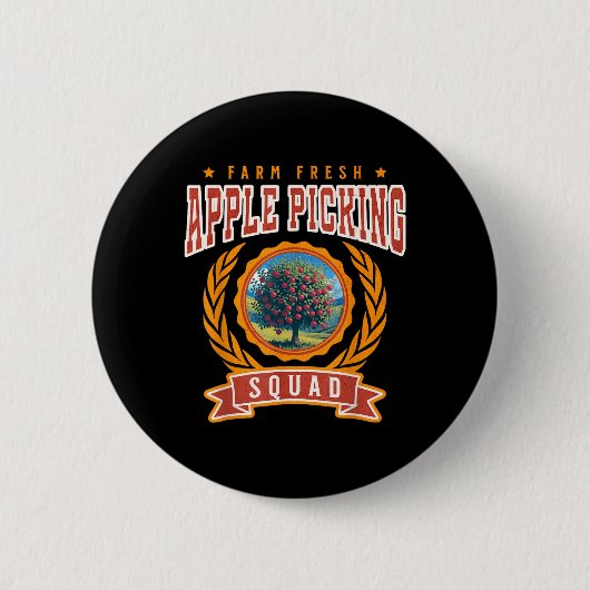 Apfel Pflück Team Farm Frische Äpfel Herbsternte Button (Vorderseite)