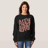 Apfel Pflückender Cider Trinkender Apfelernte Crew Sweatshirt (Vorne ganz)