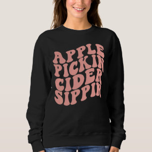 Apfel Pflückender Cider Trinkender Apfelernte Crew Sweatshirt